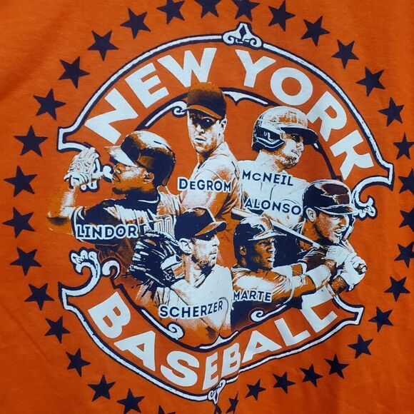 NWT New York Mets Mens T-Shirt MLB Size Large Orange/blue - Picture 3 of 11